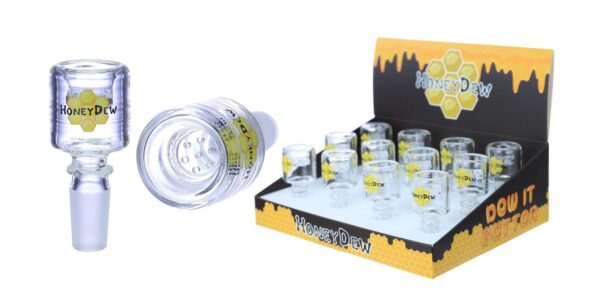 HoneyDew WPH-630 – 14mm Clear Glass Bowl with Honeycomb Print (12ct Display)