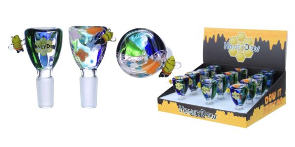 HoneyDew WPH-853 – 14mm Multi-Color Bee Bowl (12ct Display)